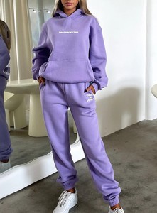 Sudadera con capucha y cremallera completa Edoor Wears, de forro polar ecológico, informal, morada, unisex, con bordado y estampado en relieve, para invierno - Product Image 2