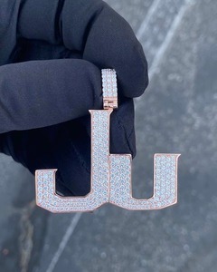 Pendentif Moissanite Personnalisé en Argent 925, Testeur de Diamant Inclus, Bijoux Hip Hop de Luxe, Lettre Alphabet Personnalisée - Product Image 2
