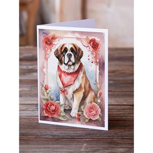 Saint Bernard Valentine Lunatique A7 Taille 5x7 Cartes à lettres vierges Pack de 8 enveloppes Roses Cartes de vœux vierges à personnaliser - Product Image 2