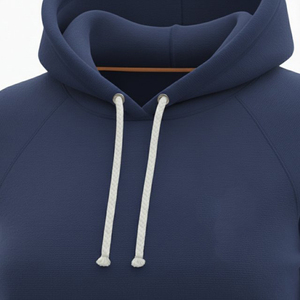 Women's Navy Blue Hooded <b>Zipper</b> <b>Sweatshirt</b> Regular Fit Knitted Long Sleeve Casual Autumn Wear Solid Color Design - Product Image 5