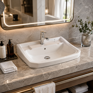 Taiwan Hotel Villa Office Countertop Oval Art Wash Eco-Friendly Slim Granite Space Saving Modern Square Vessel Washroom Drainer - Product Image 3