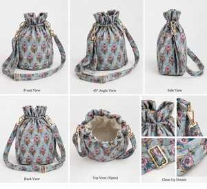 Floral <b>Drawstring</b> <b>Bag</b> Small Simple Style Cotton Textile Crossbody <b>Bag</b> Adjustable Strap Lightweight for Daily Life Multi-Purpose - Product Image 2