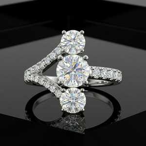 Bague en forme de Y en moissanite taille ronde style unique, en argent sterling 925, bijoux fins, cadeau idéal pour les occasions spéciales, pour elle - Product Image 5