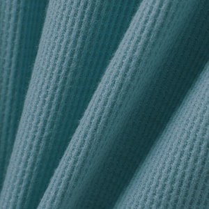 Chemise à manches longues en tricot gaufré pour homme, bleu uni, col rond, pull décontracté, bordure contrastée, doux et confortable, à porter tous les jours, tendance - Product Image 6