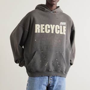 Pull à capuche pour homme en coton 100% de haute qualité, design personnalisé, hiver, délavé, uni, décontracté, grande taille, écologique, respirant - Product Image 2