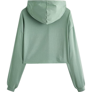 เสื้อฮู้ดครอปผู้หญิงแบบขายส่ง OEM พิมพ์ลาย Babe ผ้าฝ้าย 100% เสื้อสเวตเชิ้ตลำลองแขนยาว โลโก้ด้านหน้า เหมาะสำหรับใส่ในฤดูใบไม้ร่วง - Product Image 2