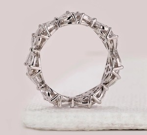 Marquise Cut Moissanite Full <b>Eternity</b> Band Sterling <b>Silver</b> Hip Hop Engagement Anniversary Wedding <b>Ring</b> Stackable Gift - Product Image 5