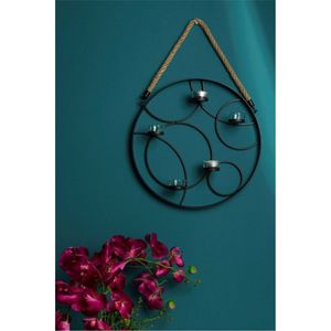 Support mural moderne en fer pour bougies chauffe-plat, applique murale géométrique en métal avec corde en jute pour la décoration de la maison et du salon - Product Image 1