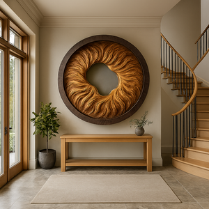 งานแกะสลักไม้ติดผนัง ศิลปะตกแต่งผนังแบบอาร์ตเดโค เป็นมิตรกับสิ่งแวดล้อม ของตกแต่งบ้านสำหรับพิธีขึ้นบ้านใหม่ ตกแต่งห้องนั่งเล่น ตกแต่งบ้านพักตากอากาศ - Product Image 3