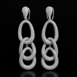 Premium <b>Infinity</b> Link 925 Sterling Silver <b>Earrings</b> with 8CT EF VVS Lab Grown CVD Diamonds for Women - Product Image 6