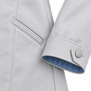 Blouse Médicale Gris Pâle Bleu Marine à Col Châle, Uniforme de Laboratoire Personnalisé, Vente en Gros, Tenue de Travail Unisexe pour Soins de Santé avec Poche Oblique - Product Image 6