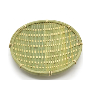 Plateau de service en rotin, plateau tissé en bois naturel pour une cuisine minimaliste, rangement durable, pièce de décoration intérieure - Product Image 1