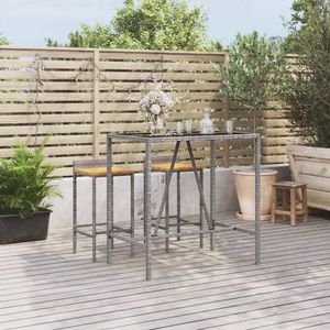 Table de Bar en Rotin Poly Gris avec Dessus en Verre 43.3 \ "x27.6 \" x43.3 \ "Taille - Product Image 1
