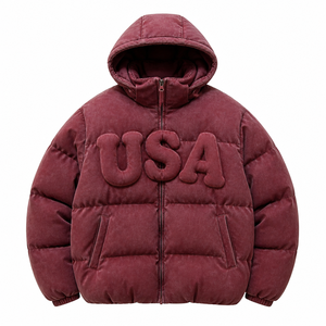 Blouson matelassé gaufré à capuche pour homme, manteau d'hiver épais en polyester, décontracté, fermeture éclair, coupe ample - Product Image 4