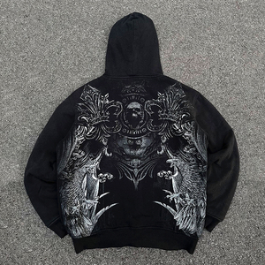 Sudadera con Capucha Personalizada para Hombre, Estilo Gótico Otoñal, Estampada, Holgada, Estilo Urbano, Vintage, Extra Grande, 100% Algodón Ecológico - Product Image 6