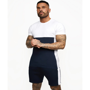 Ensemble deux pièces décontracté homme : T-shirt uni à manches courtes et short, personnalisable avec logo – Idéal pour l'été - Product Image 5