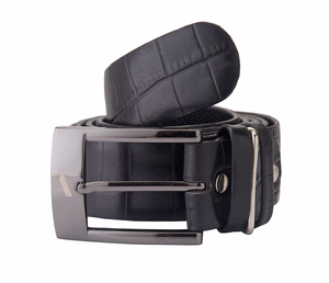 Ceinture en cuir pour homme avec boucle en alliage, finition lisse, vente directe d'usine, design simple - Product Image 1