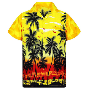 เสื้อชายหาดผู้ชายขายส่ง สไตล์ฮาวาย ลายดอกไม้ พิมพ์ลายลำลอง แขนสั้น ใส่สบายสำหรับฤดูร้อน - Product Image 1