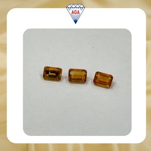 Citrine naturelle de qualité gemme, taille émeraude 7x5mm, pierre précieuse dorée calibrée et nette, qualité joaillerie fine, provenance Madagascar - Product Image 2