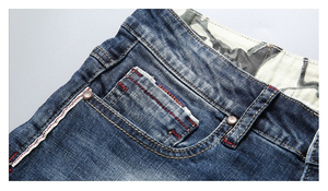 Shorts de Mezclilla Desgastados para Hombre, Corte Recto, Cintura Media, Algodón, Verano, Casual, con Detalle de Cremallera - Product Image 3