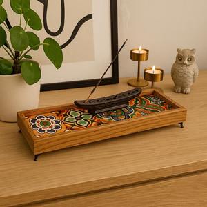 Bandeja de madera impresa para desayuno en la cama, bandeja impresa para servicio de comida matutina, bandeja de servicio al por mayor para uso doméstico y en la cocina - Product Image 2