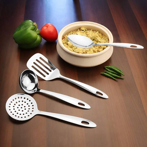 Nouvel ensemble élégant de cuillères de cuisine en acier inoxydable plaqué argent, qualité supérieure, compatible lave-vaisselle, ustensiles de cuisine - Product Image 4