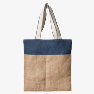 Two Tone Natural and Dyed Jute Tote Bags 38x42 cm Cotton Tape Handle Custom Logo Promotional Shopping Bag Wholesale Manufacturer - Product Image 4