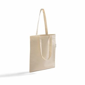 Sac fourre-tout plat en coton biologique naturel avec poignée en tissu, personnalisable avec logo, vente en gros, promotionnel, écologique, pour le marché et le shopping - Product Image 3