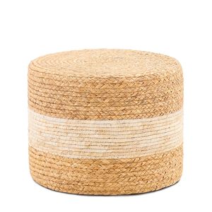 Poggiapiedi Quadrato Bianco Fatto a Mano in Giacinto d'Acqua Naturale con Contenitore per Arredamento Casa e Uso Alberghiero - Product Image 1