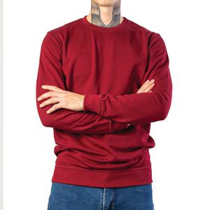 Suéter de Punto para Hombre, Corte Regular, Color Sólido, Cuello Redondo, Informal, para Otoño, 100% Algodón, Manga Larga, Rojo - Product Image 1
