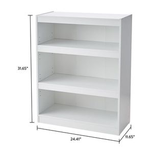 ตู้หนังสือ 3 ชั้นแบบมีกรอบพร้อมชั้นวางปรับระดับได้ สีขาว - Product Image 6