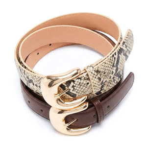 Nouvelle Collection : Ensemble de Ceintures en Cuir Imprimé pour Femme avec Boucle Double Anneau Dorée – Ceintures Tendance en Similicuir PU pour Jean - Product Image 1