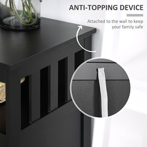 Buffet Vintage nero della credenza con porte magnetiche e armadietto da cucina con manico in metallo regolabile - Product Image 4