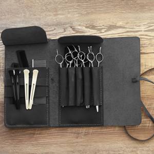 High Quality Genuine Leather Barber Scissors <b>Pouch</b> Portable Waist Belt Shear Holster Professional Barber Bag LBSP-0002D - Product Image 3