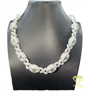 Colgante de Ojo Estilo Hip Hop Personalizado, con Diamantes Moissanite VVS, Plata de Ley 925, Cadena Cubana, Certificado de Joyería - Product Image 2