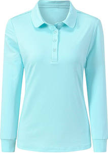 Polo de Manga Larga para Hombre, Color Sólido, Tejido de Punto, Corte Casual, Largo Regular, Cuello Azul Claro, Botones - Product Image 1