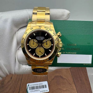 Montre automatique de luxe chronographe dorée style Hip Hop avec cadran noir, lunette en acier inoxydable, verre saphir, pour bracelet, mouvement ETA - Product Image 1