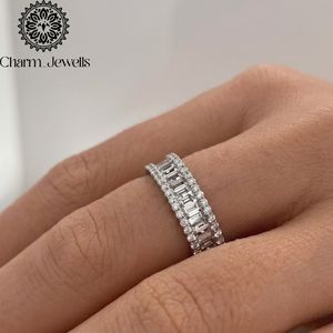 Bague de fiançailles Charm Jewells en moissanite taille coussin motif fleur, en argent 925 avec sertissage à griffes, style classique pour femme, certifiée IGI, 3g or - Product Image 1