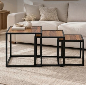 Mesa de Centro Contemporánea Premium con Estructura Metálica y Tapa de Madera, Diseño Convertible, Estilo Italiano, Acabado Negro, Muebles para el Hogar de Exportación - Product Image 4