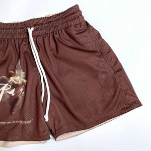 Shorts en maille respirante pour homme, motif imprimé, taille élastique, style décontracté, longueur courte, tissu polyester - Product Image 6