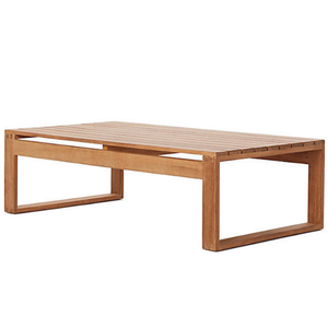 Table basse rectangulaire en teck, best-seller, avec plateau à lattes, pieds de style traîneau et design discret - Product Image 2