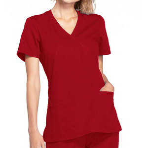 Hot Sale Latest Design <b>Scrub</b> Women Mock Wrap <b>Tops</b> Made In High Quality Material Women Mock Wrap <b>Tops</b> - Product Image 1