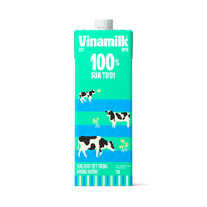 Vinamilk-Lait frais 100% UHT-nature/sans sucre-haute qualité-vente en gros-1 litre x 12 boîtes par carton - Product Image 1