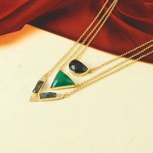 Joyería hecha a mano de Plata de Ley 925 para mujer, collar de cadena con colgante de piedras preciosas multicolor multicapa, colgantes chapados en oro - Product Image 2