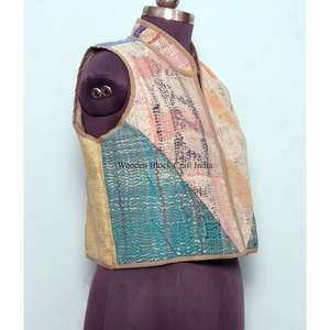 Chaleco de punto de algodón vintage para mujer, estilo indio con patchwork, multicolor, transpirable, de grosor estándar, para invierno. - Product Image 4