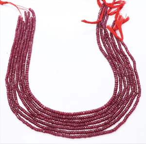 Cuentas facetadas de rubí AAA, cuentas de rubí rondelle de 4 mm, cuentas de rubí africano teñido, cuentas de piedras preciosas de rubí rosa facetadas de 16 pulgadas - Product Image 1