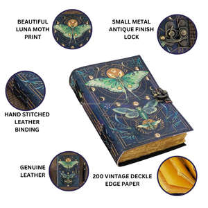 สมุดบันทึกหนังเรื่อง spell Book of SHADOW แบบมีตะขอล็อคแบบ Luna moth Butterfly ลายวินเทจ wiccan ขนาด7x5นิ้ว - Product Image 3