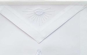 Delantal de Masón de la Logia Azul - Totalmente Blanco, Siempre Ofrecemos Productos de la Mejor Calidad, 14 Pulgadas de Alto x 16 Pulgadas de Ancho - Product Image 3
