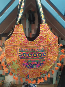 Bolso Tote Colorido con Bordado de Patchwork, Bolso de Hombro Estilo Boho con Espejo, Borlas de Conchas de Cauri, Textil Tribal, Bolso de Moda - Product Image 3