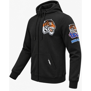 Sweat-shirt à capuche zippé noir personnalisé pour homme, avec patch tigre brodé, fermeture éclair intégrale, streetwear épais, OEM, marque privée - Product Image 3